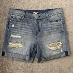 Juicy Couture Shorts Womens Size 10 Blue Denim Distressed Rhinestone Embellished